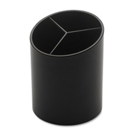 BUSINESS SOURCE Large Pencil Cup- 3 Compartments- 3 in. x 3 in. x 4.13 in.- Black BSN32355